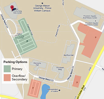Parking map at the Hylton Performing Arts Center
